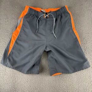 Nike Shorts Mens‎ Medium Gray Orange Lined Stash Pocket Drawstring Board Shorts